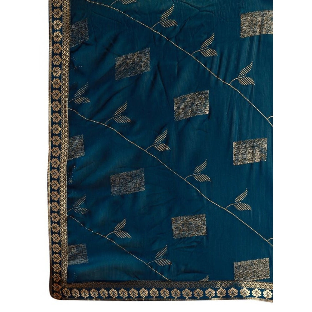 Zomto Patta Chiffon Saree With Unstitched Blouse