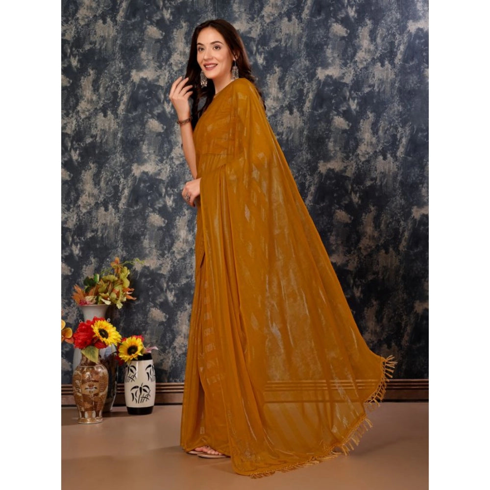 Chiffon Fabric Line Saree With Unstitched Blouse