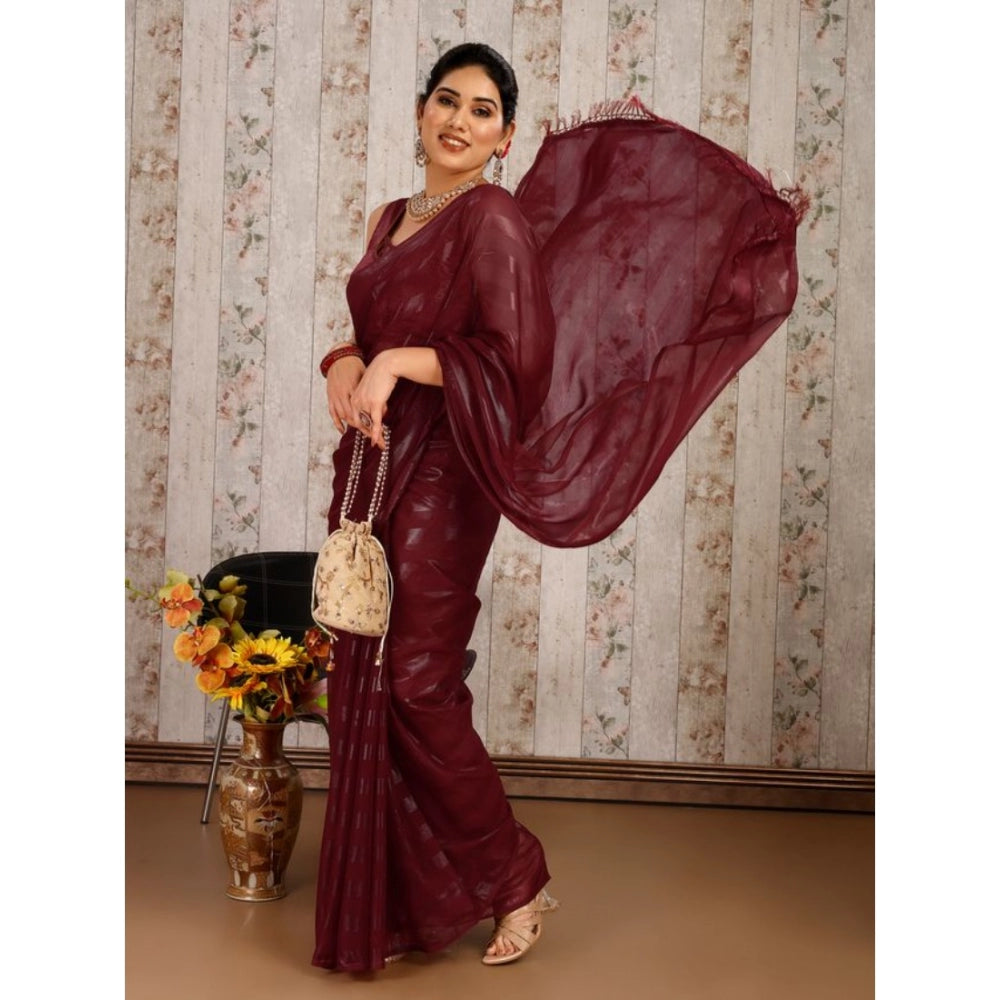 Chiffon Fabric Line Saree With Unstitched Blouse