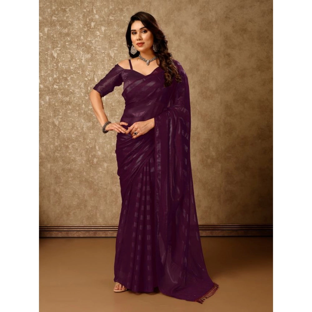 Chiffon Fabric Line Saree With Unstitched Blouse