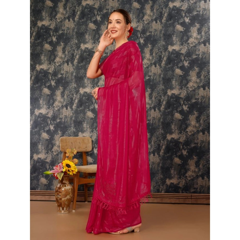 Chiffon Fabric Line Saree With Unstitched Blouse