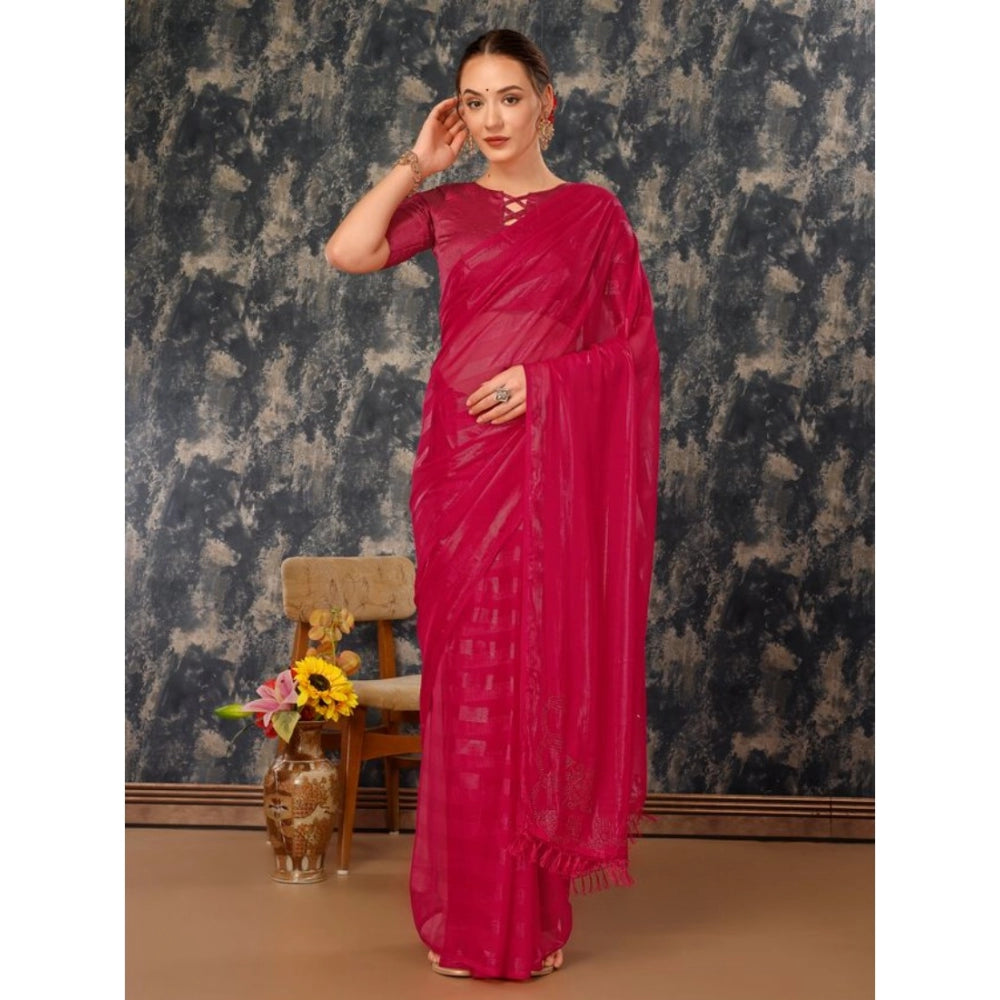 Chiffon Fabric Line Saree With Unstitched Blouse