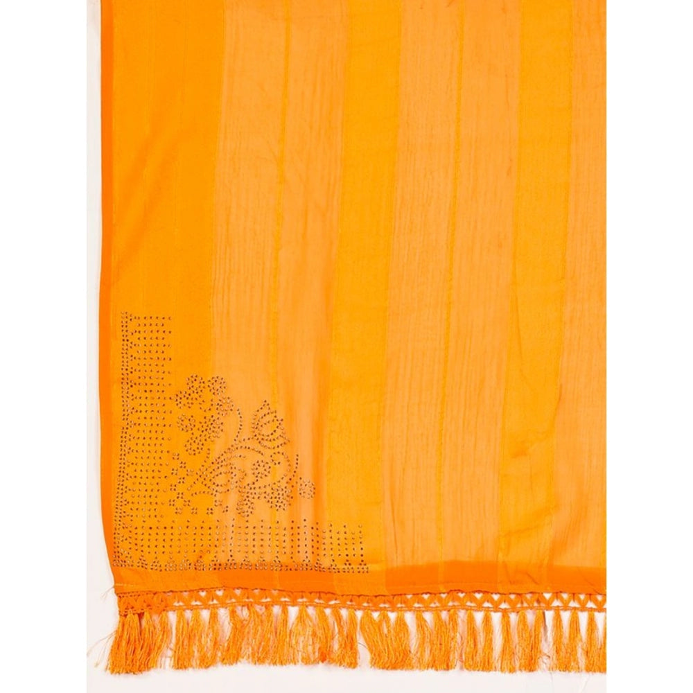 Chiffon Fabric Line Saree With Unstitched Blouse