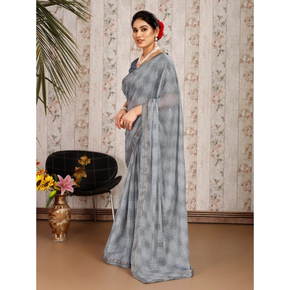 Zomto Cheked Saree With Unstitched Blouse