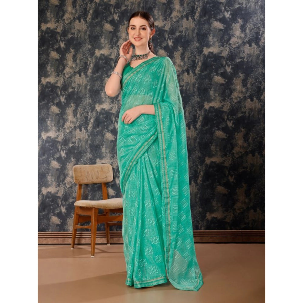 Zomto Cheked Saree With Unstitched Blouse