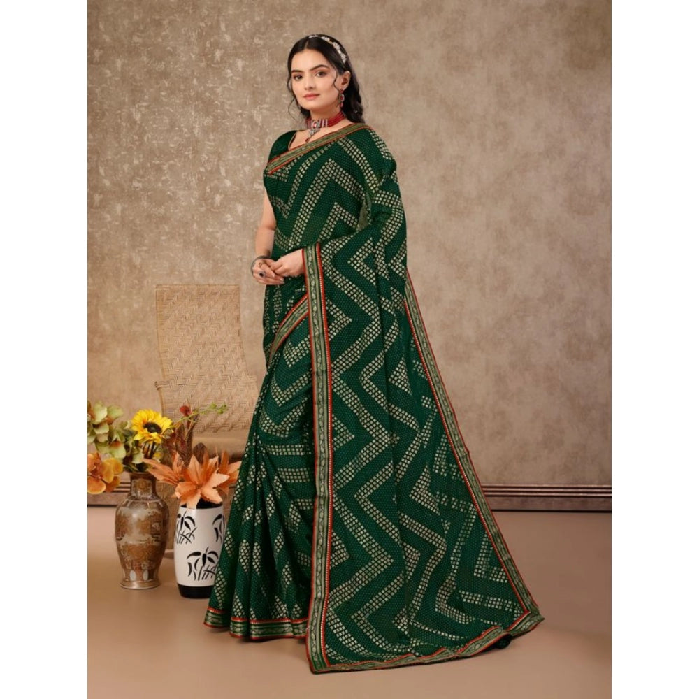 Zomto Zig Zag Saree With Unstitched Blouse