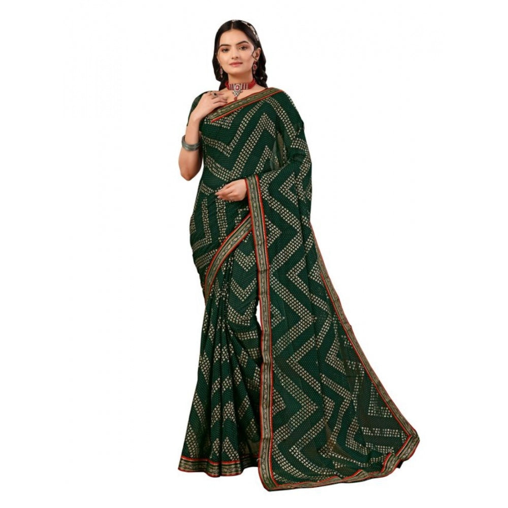 Zomto Zig Zag Saree With Unstitched Blouse