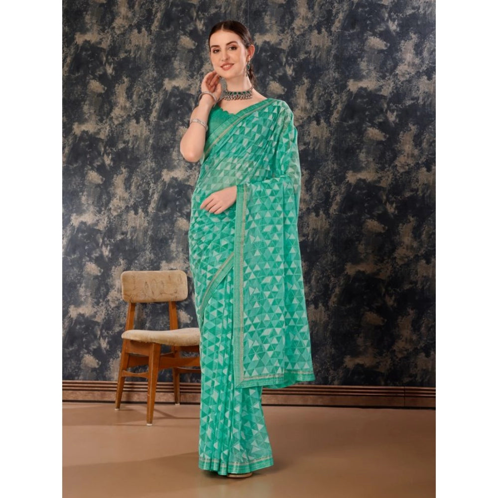 Zomto Printed Saree With Unstitched Blouse