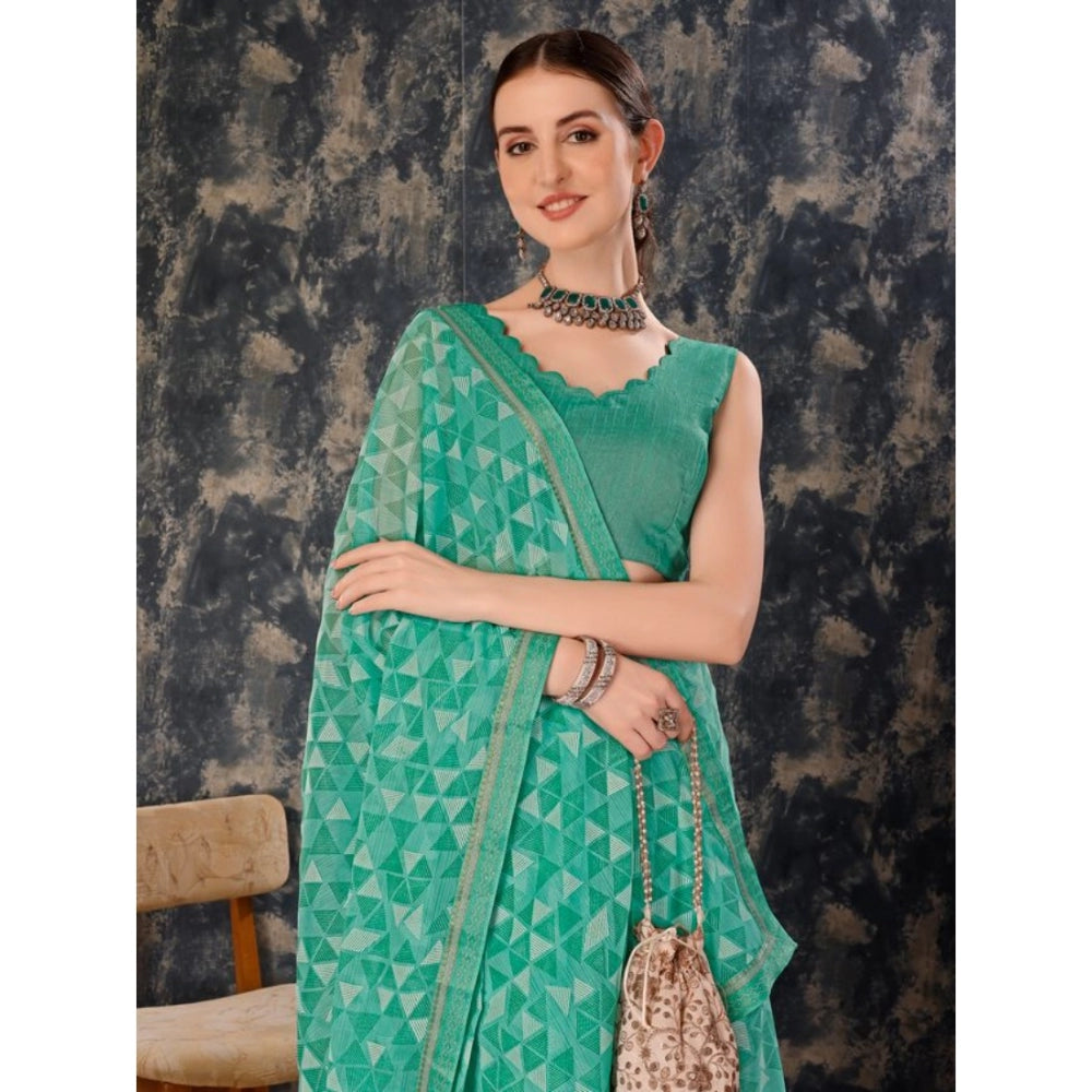 Zomto Printed Saree With Unstitched Blouse