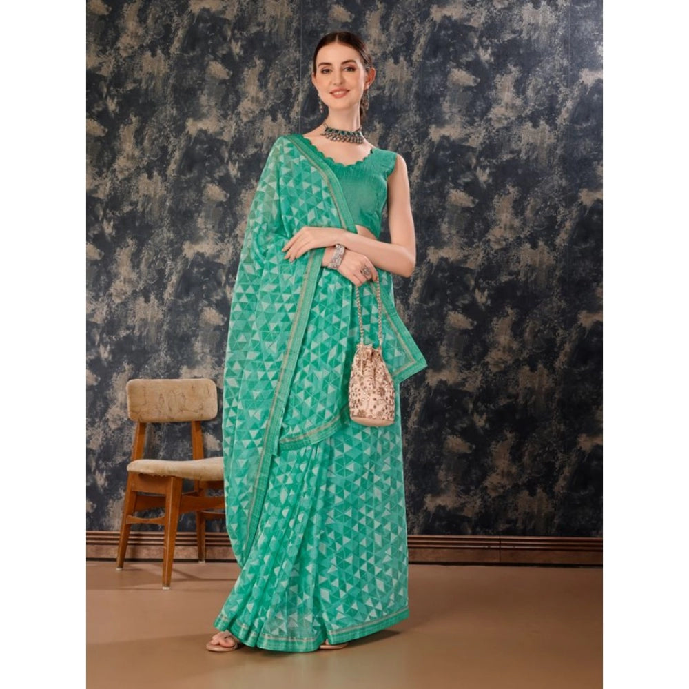 Zomto Printed Saree With Unstitched Blouse