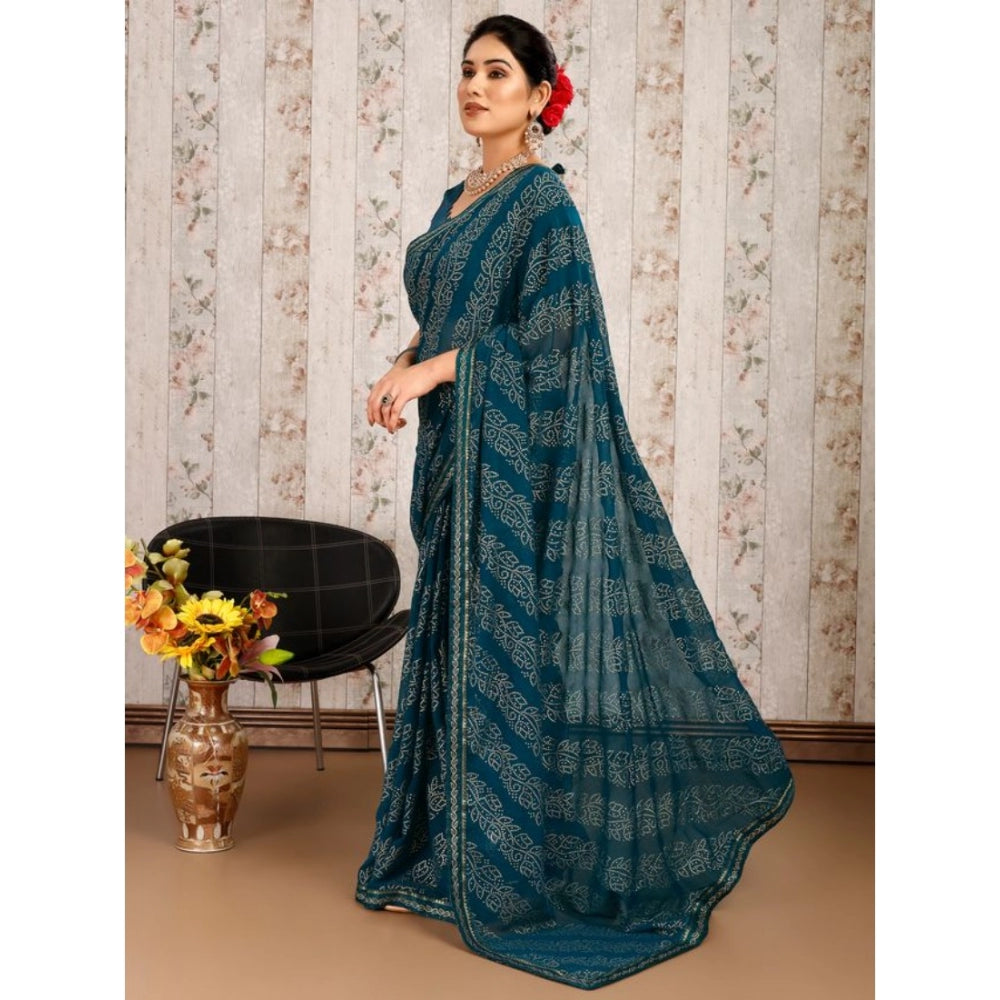 Zomto Bandhani Saree With Unstitched Blouse