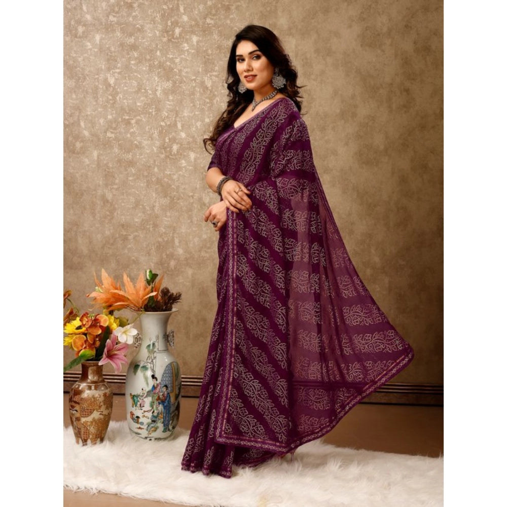 Zomto Bandhani Saree With Unstitched Blouse