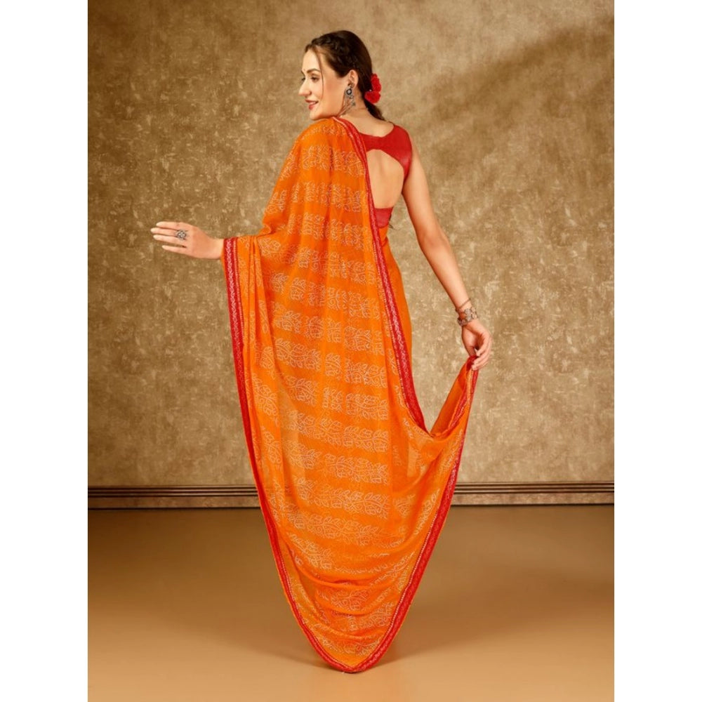 Zomto Bandhani Saree With Unstitched Blouse