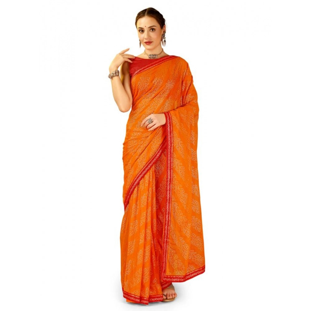 Zomto Bandhani Saree With Unstitched Blouse