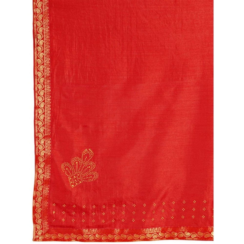 Vichitra Printed Saree With Unstitched Blouse