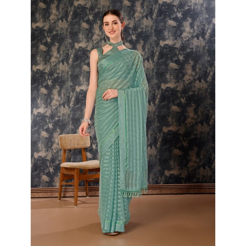 Chiffon Fabric Line Saree With Unstitched Blouse