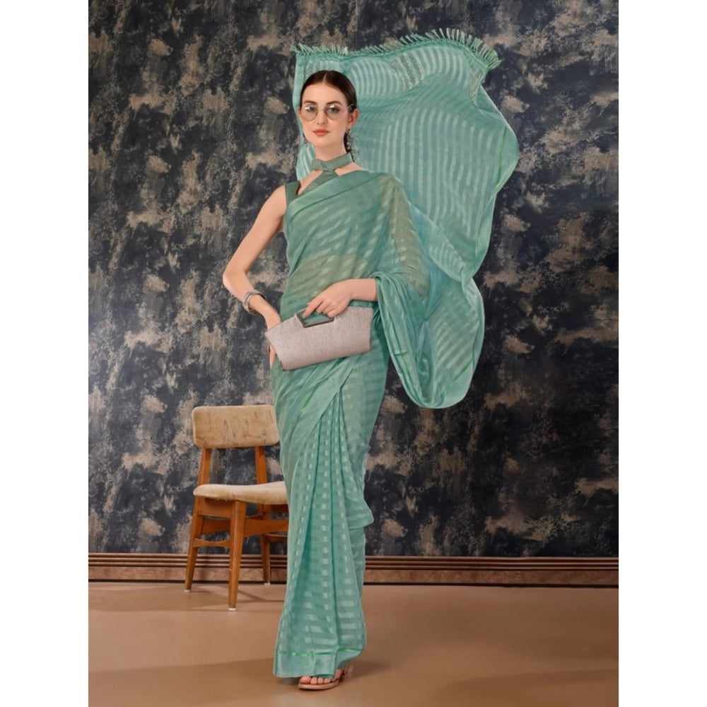 Chiffon Fabric Line Saree With Unstitched Blouse