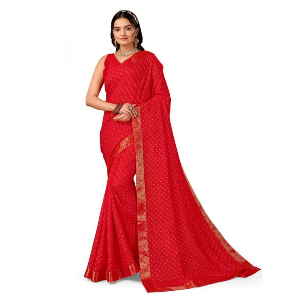 Vichitra Bandhani Saree With Unstitched Blouse