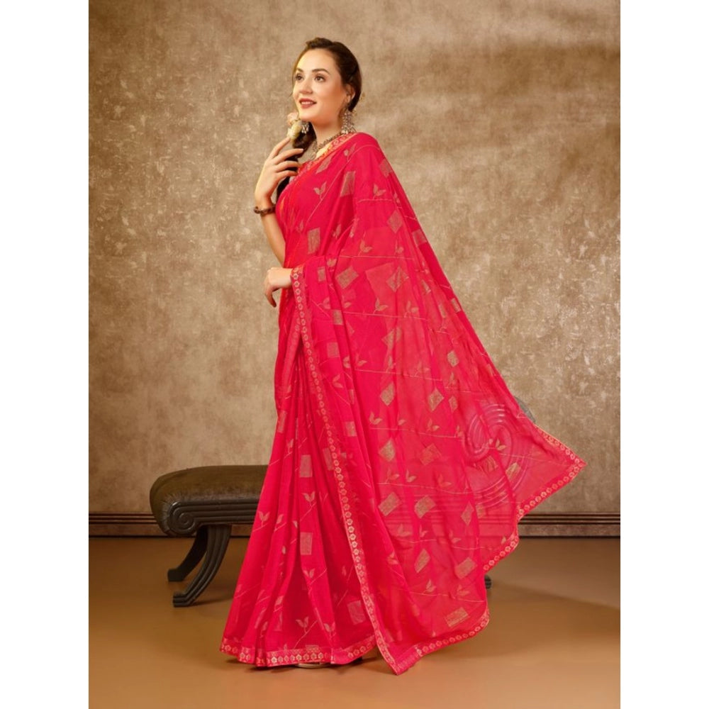 Zomto Patta Chiffon Saree With Unstitched Blouse