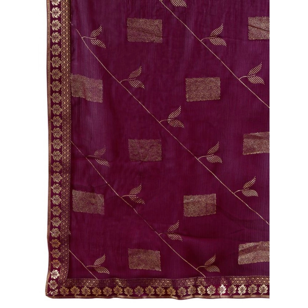 Zomto Patta Chiffon Saree With Unstitched Blouse