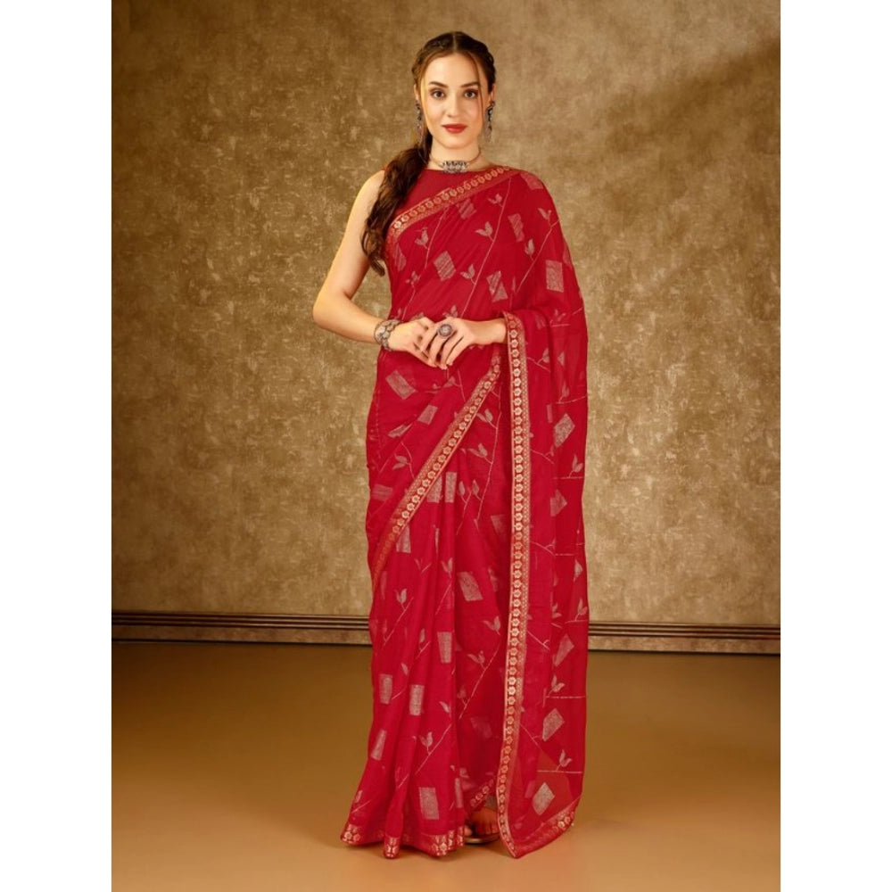 Zomto Patta Chiffon Saree With Unstitched Blouse