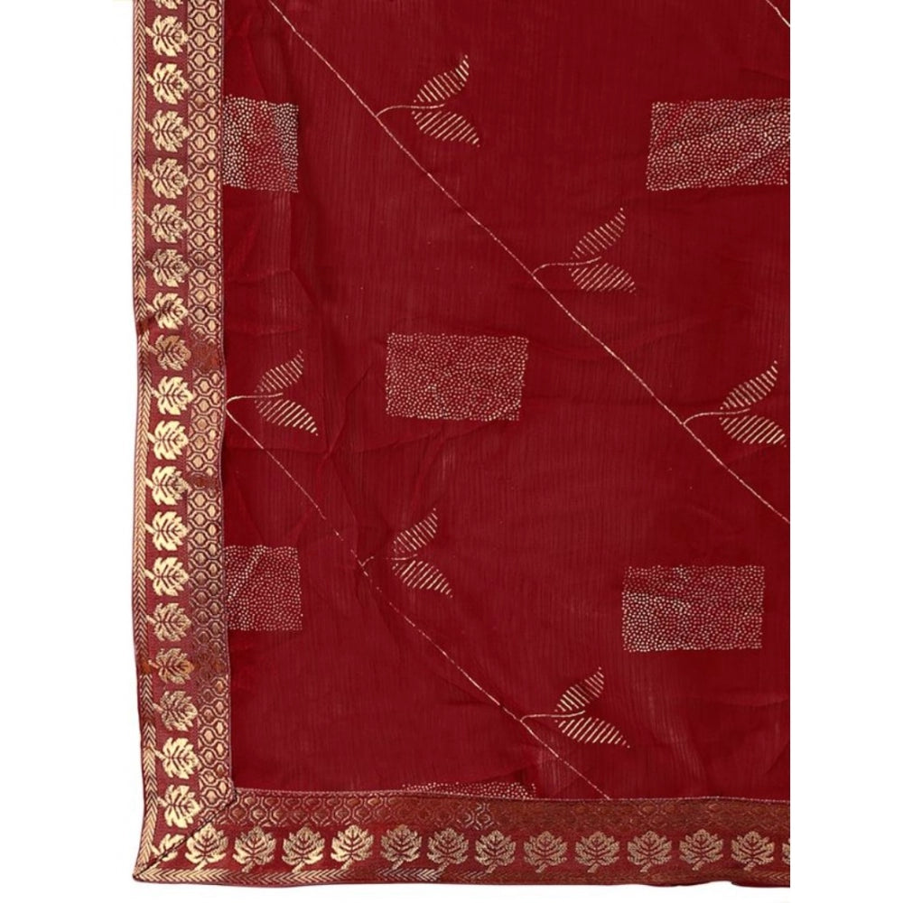 Zomto Patta Chiffon Saree With Unstitched Blouse