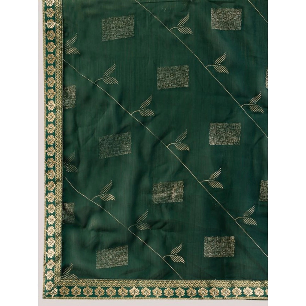 Zomto Patta Chiffon Saree With Unstitched Blouse