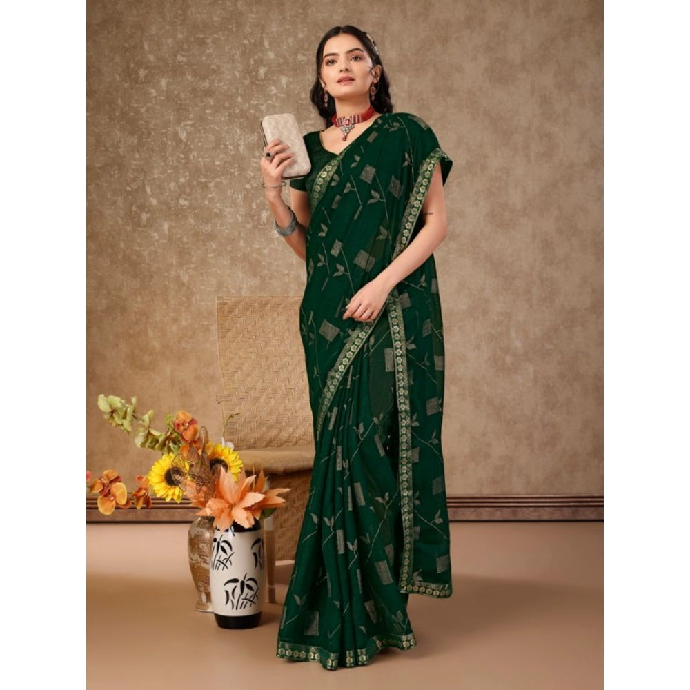 Zomto Patta Chiffon Saree With Unstitched Blouse