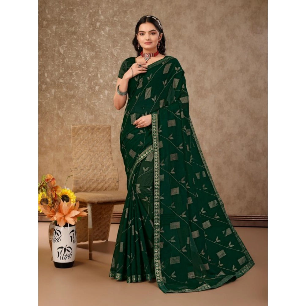 Zomto Patta Chiffon Saree With Unstitched Blouse