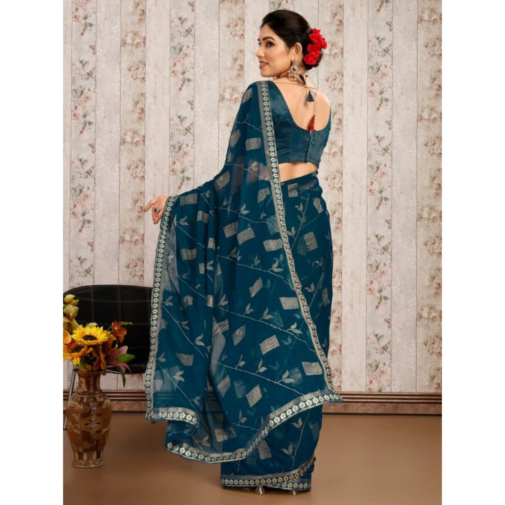 Zomto Patta Chiffon Saree With Unstitched Blouse