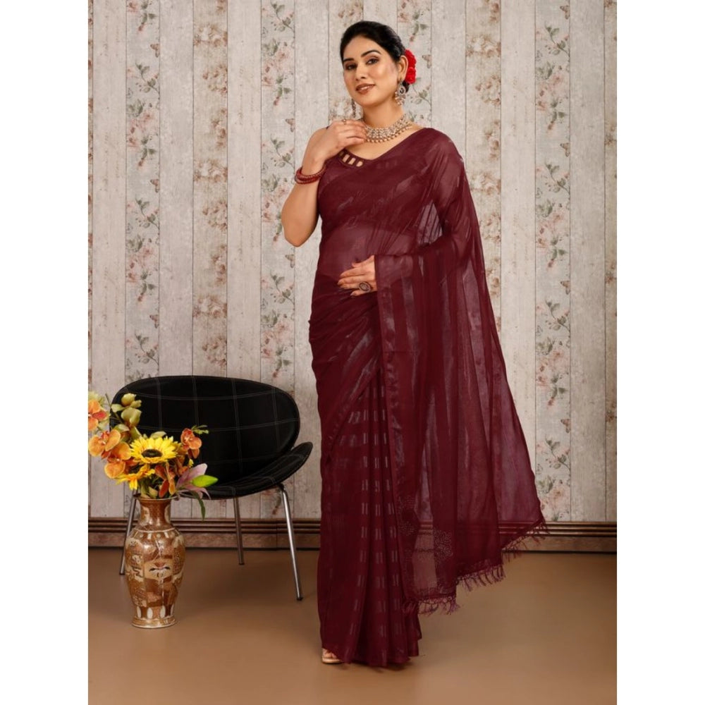 Chiffon Fabric Line Saree With Unstitched Blouse