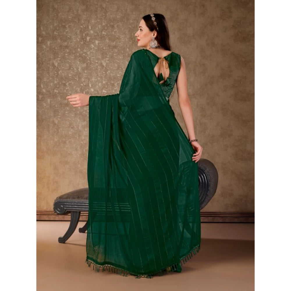 Chiffon Fabric Line Saree With Unstitched Blouse