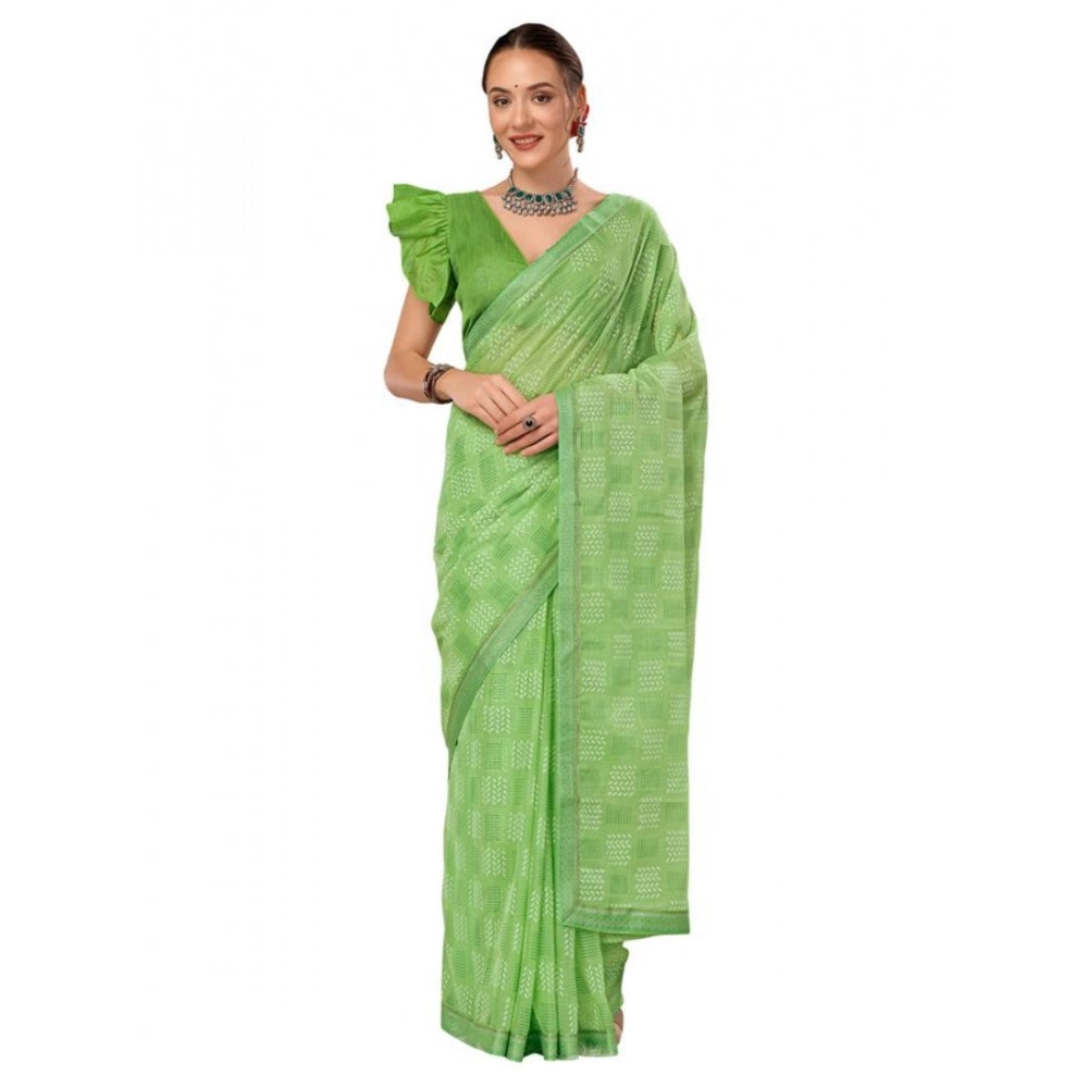 Zomto Cheked Saree With Unstitched Blouse