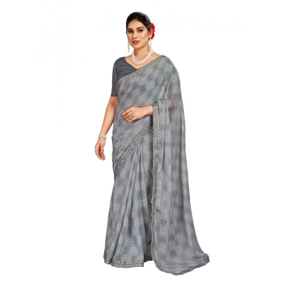 Zomto Cheked Saree With Unstitched Blouse