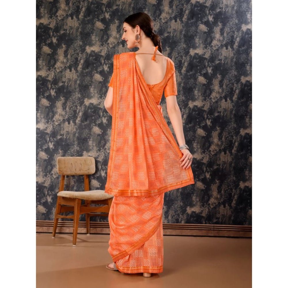 Zomto Cheked Saree With Unstitched Blouse