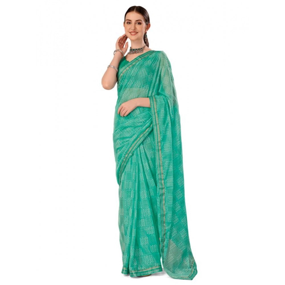 Zomto Cheked Saree With Unstitched Blouse