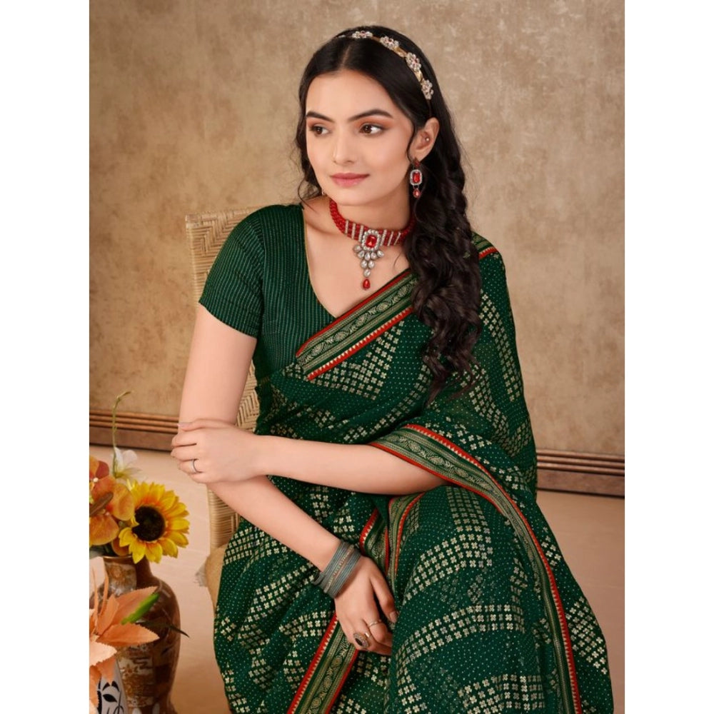 Zomto Zig Zag Saree With Unstitched Blouse