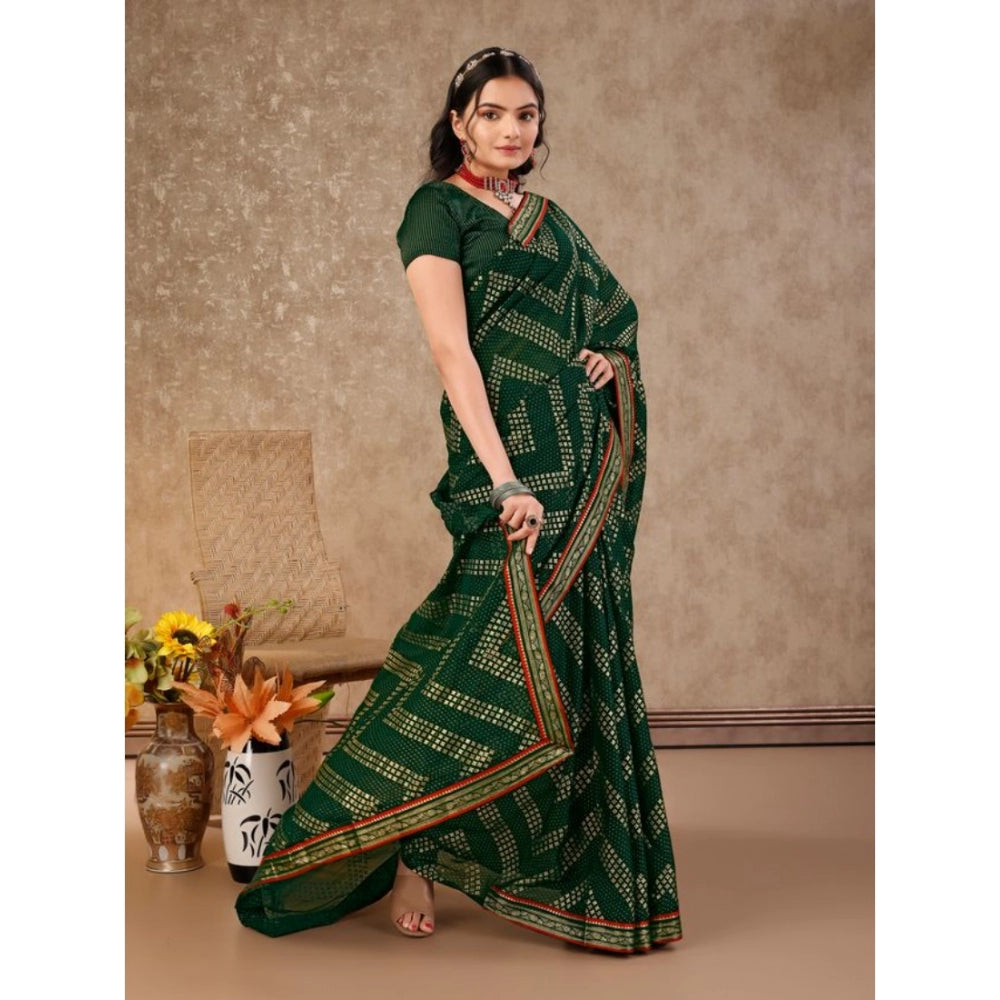 Zomto Zig Zag Saree With Unstitched Blouse