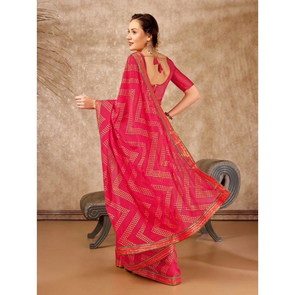 Zomto Zig Zag Saree With Unstitched Blouse