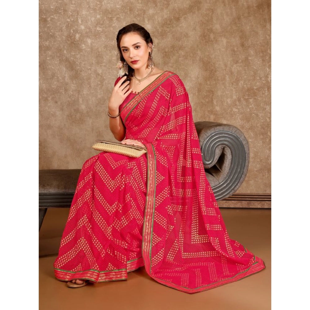 Zomto Zig Zag Saree With Unstitched Blouse