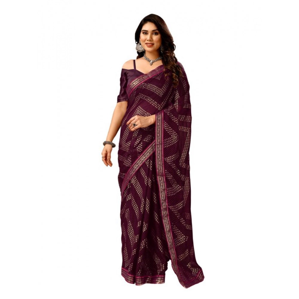 Zomto Zig Zag Saree With Unstitched Blouse