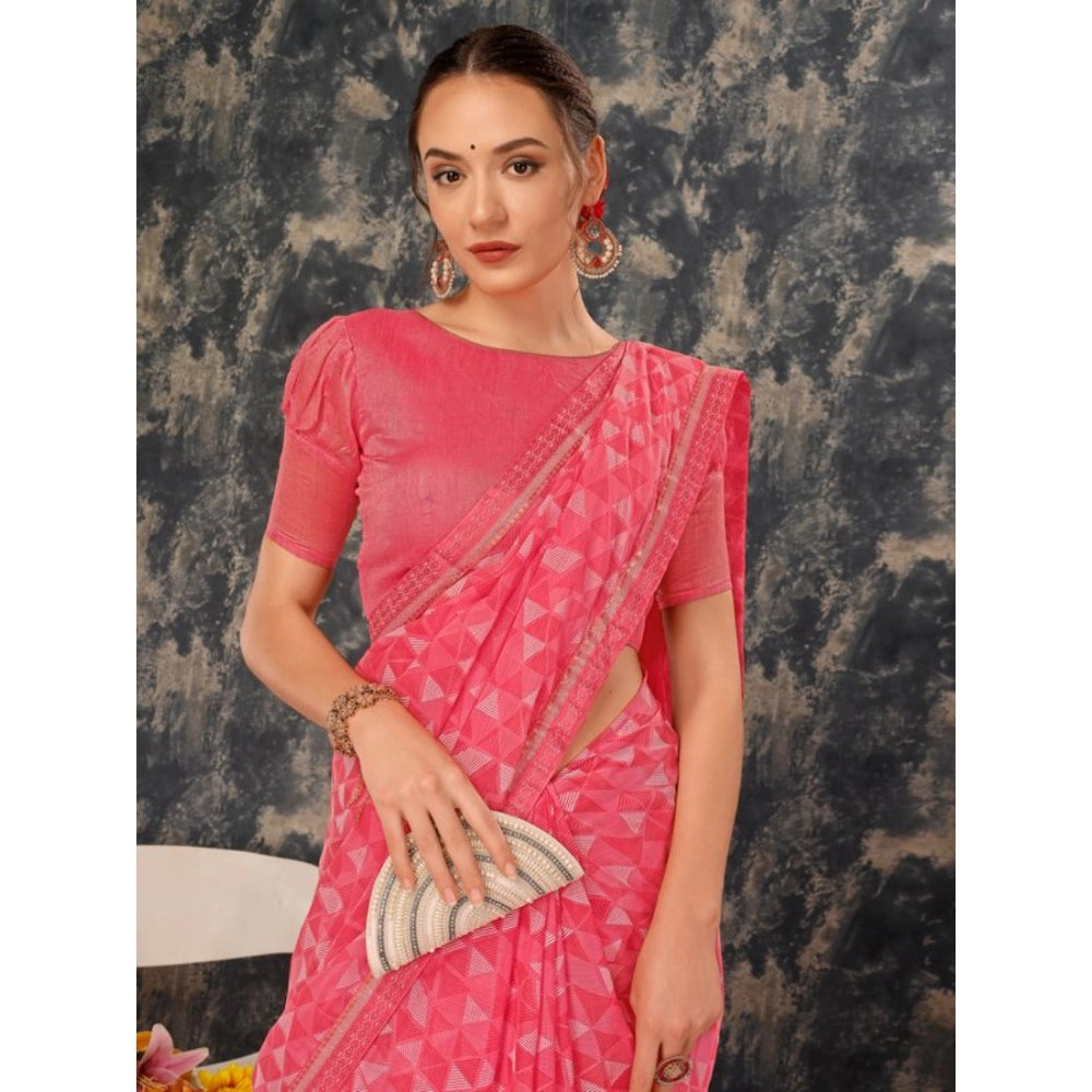 Zomto Printed Saree With Unstitched Blouse