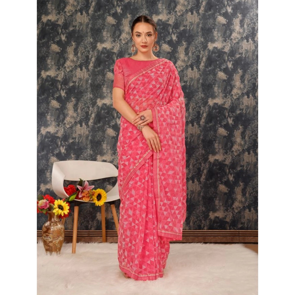 Zomto Printed Saree With Unstitched Blouse