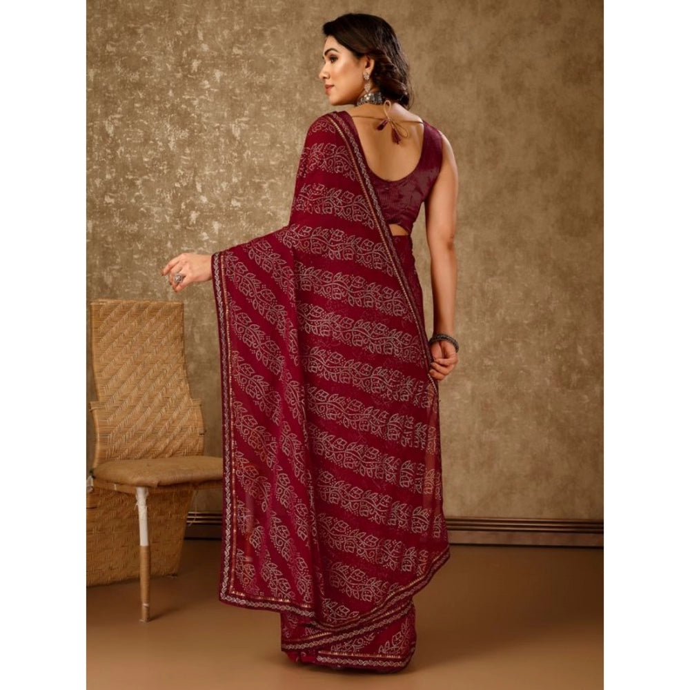 Zomto Bandhani Saree With Unstitched Blouse