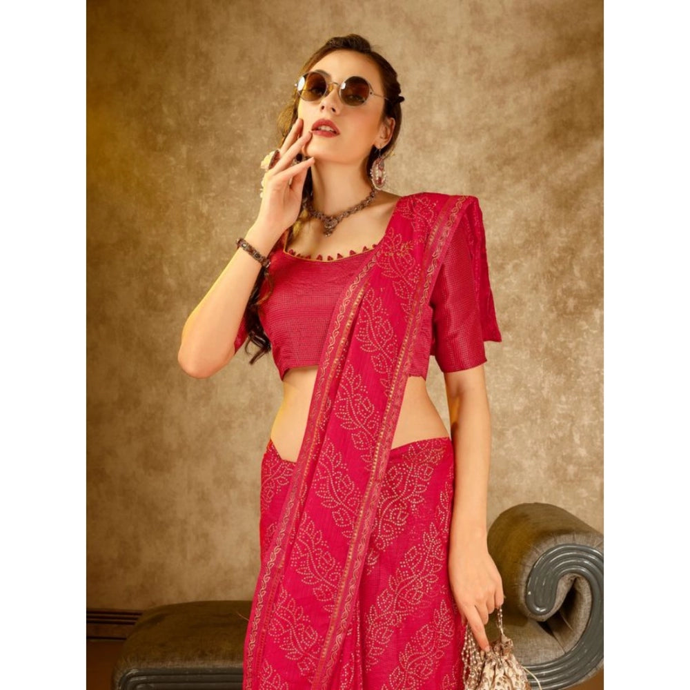 Zomto Bandhani Saree With Unstitched Blouse