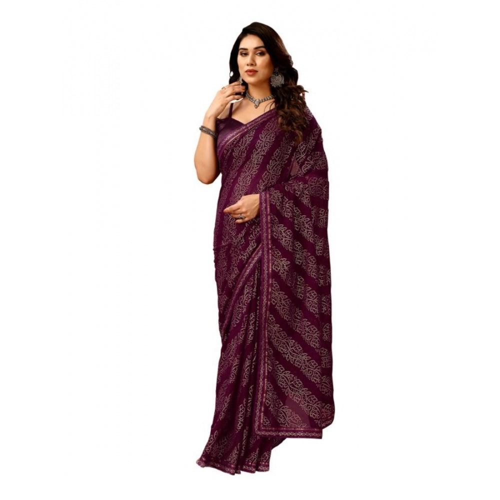 Zomto Bandhani Saree With Unstitched Blouse