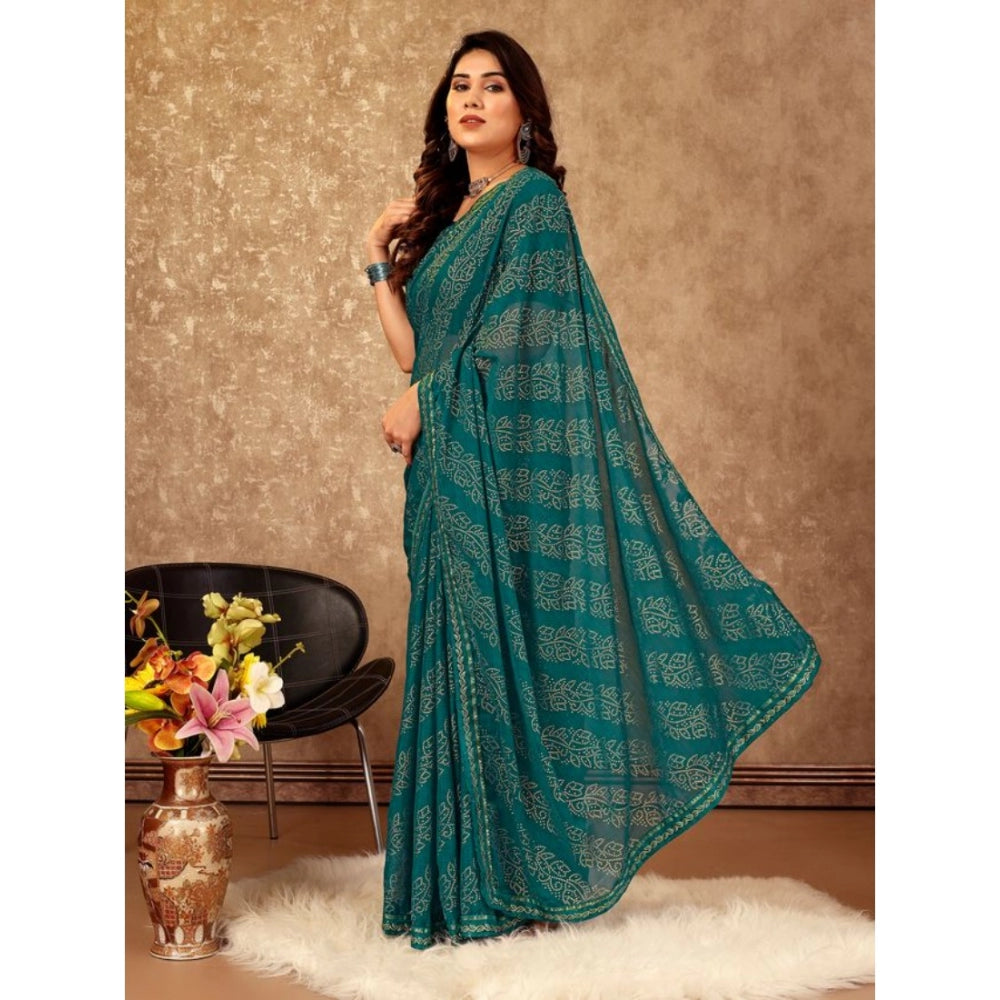 Zomto Bandhani Saree With Unstitched Blouse