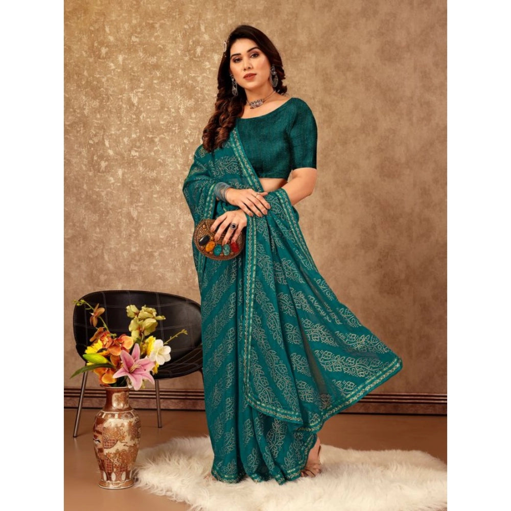 Zomto Bandhani Saree With Unstitched Blouse