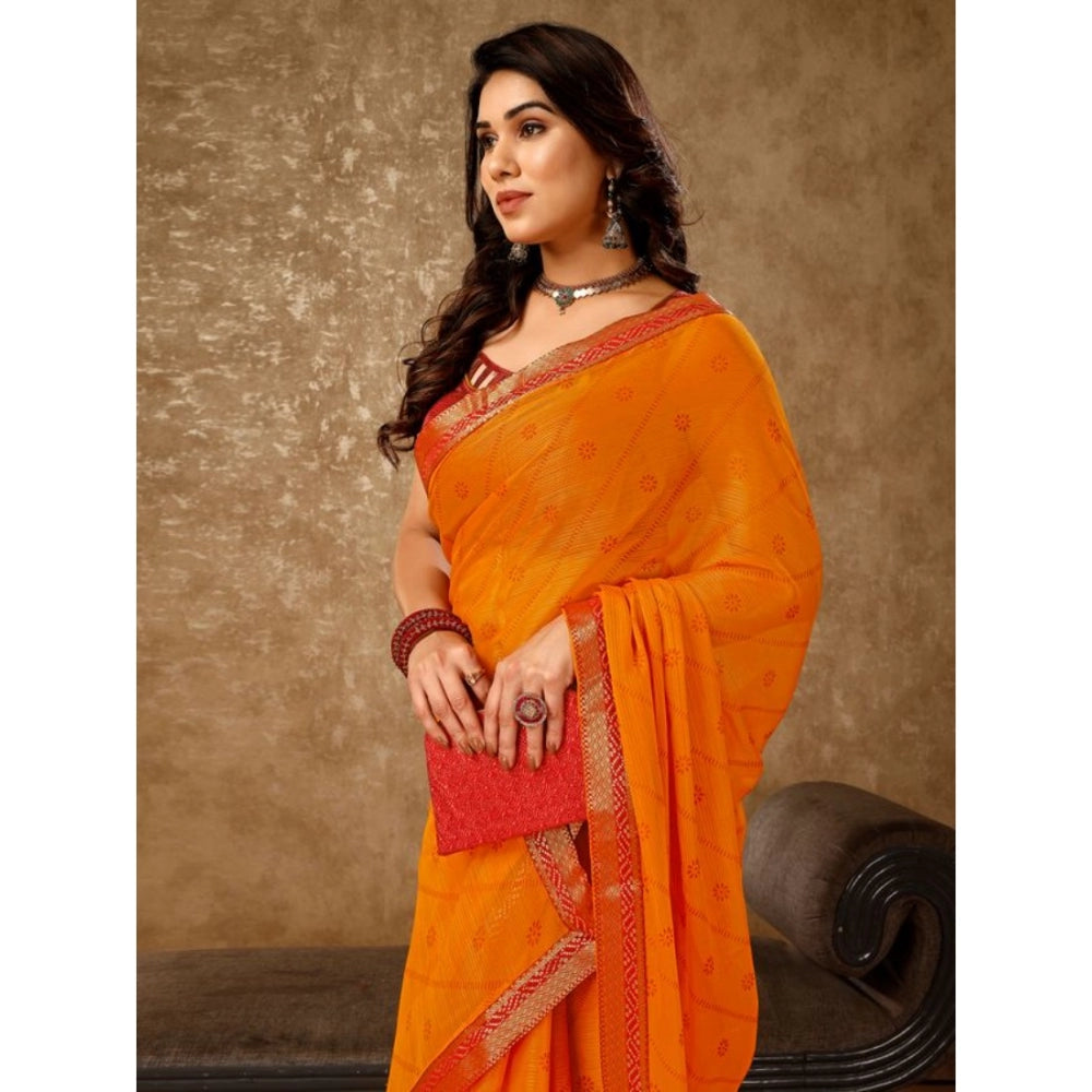 Zomto Bandhani Saree With Unstitched Blouse