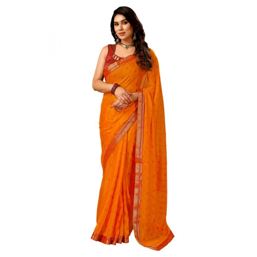 Zomto Bandhani Saree With Unstitched Blouse